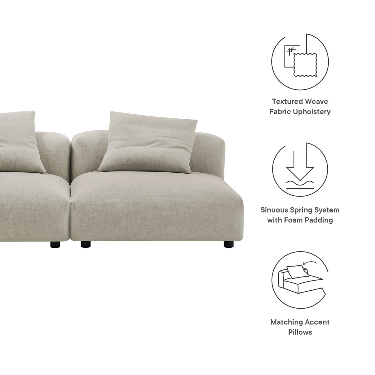 Solace 2-Piece Modular Upholstered Fabric Sofa by Modway, photo 10 of 24