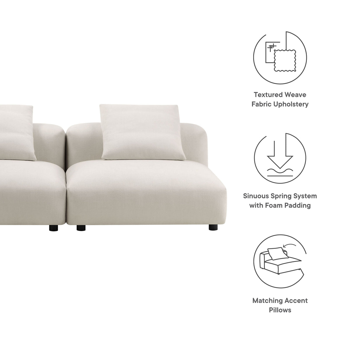 Solace 2-Piece Modular Upholstered Fabric Sofa by Modway, photo 18 of 24