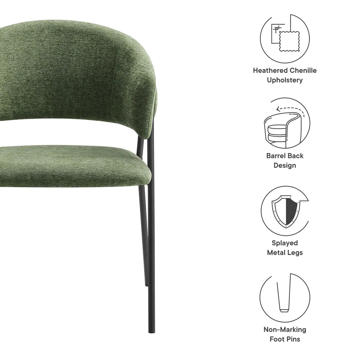 Nella Upholstered Heathered Chenille Dining Chairs Set of 2 by Modway by HouseOfZazla