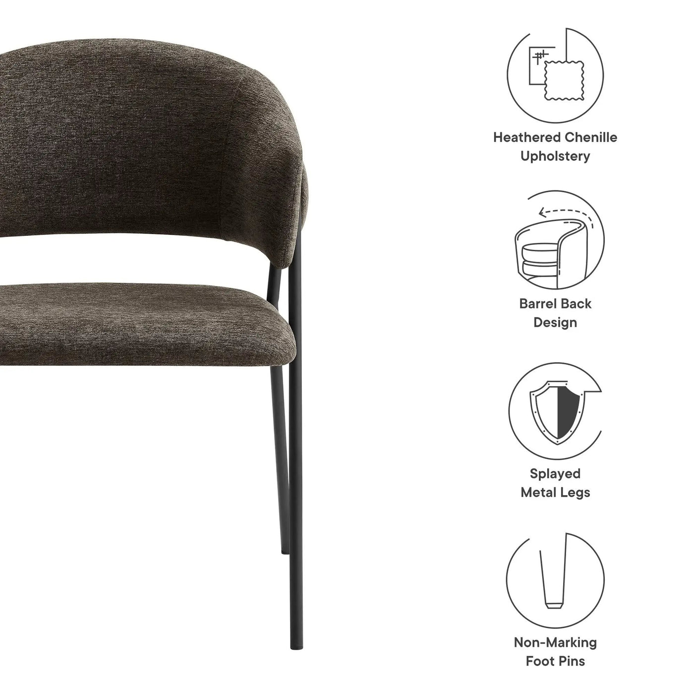 Nella Upholstered Heathered Chenille Dining Chairs Set of 2 by Modway by HouseOfZazla