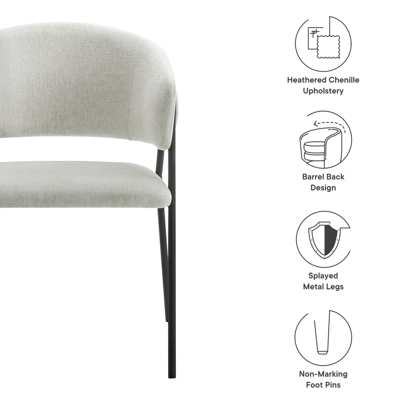 Nella Upholstered Heathered Chenille Dining Chairs Set of 2 by Modway by HouseOfZazla