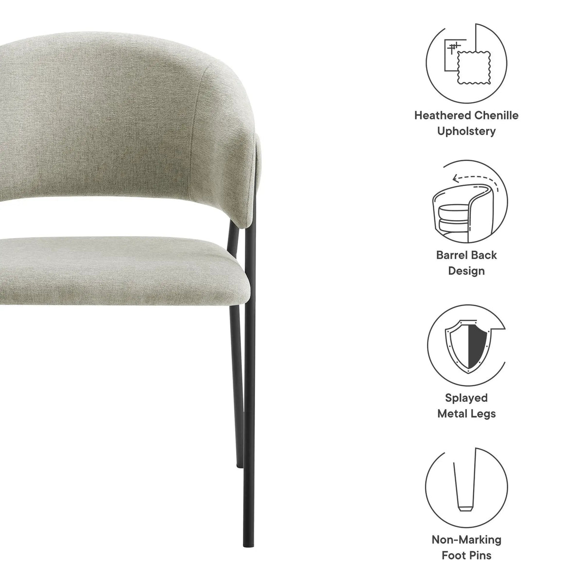 Nella Upholstered Heathered Chenille Dining Chairs Set of 2 by Modway by HouseOfZazla