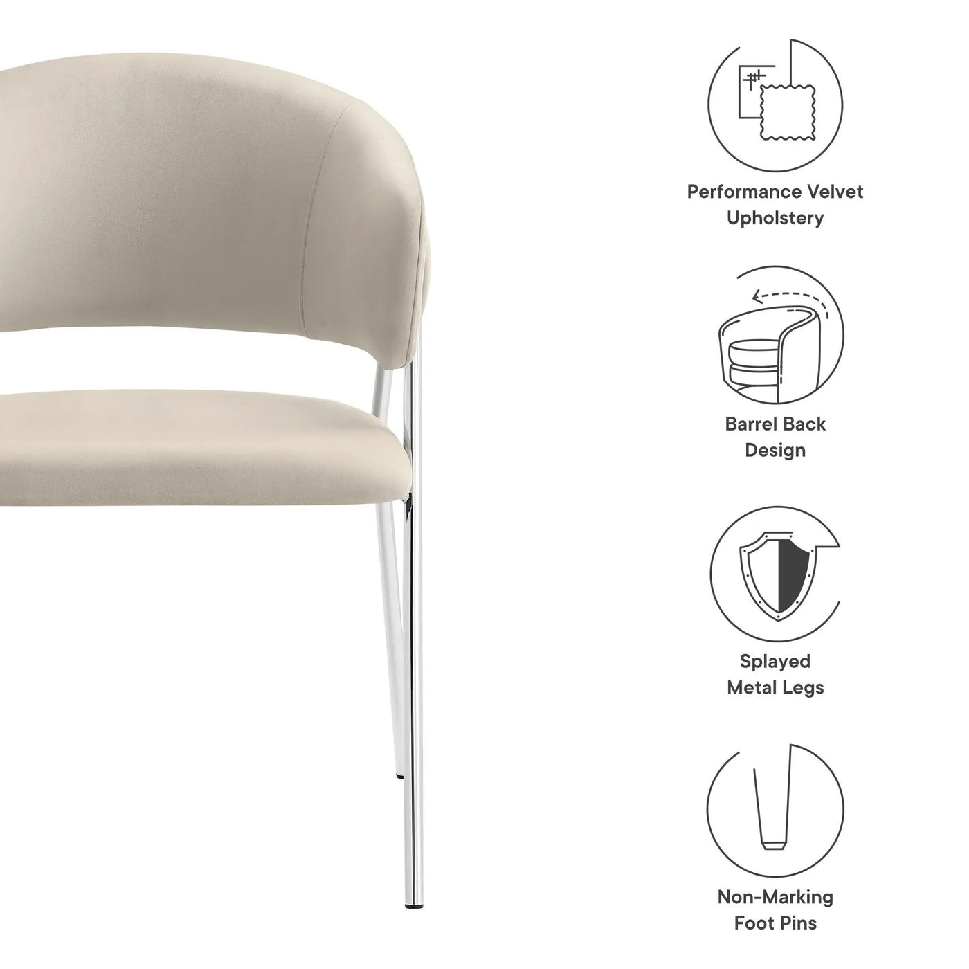 Nella Upholstered Performance Velvet Dining Chair Set of 2 by HouseOfZazla