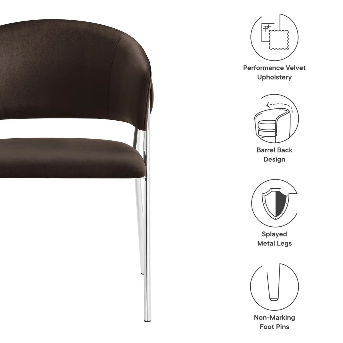 Nella Upholstered Performance Velvet Dining Chair Set of 2 by HouseOfZazla