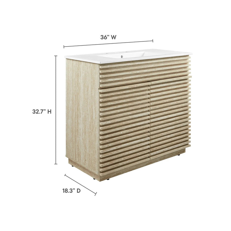 Render 36" Faux Travertine Bathroom Vanity With Sink by Modway by HouseOfZazla