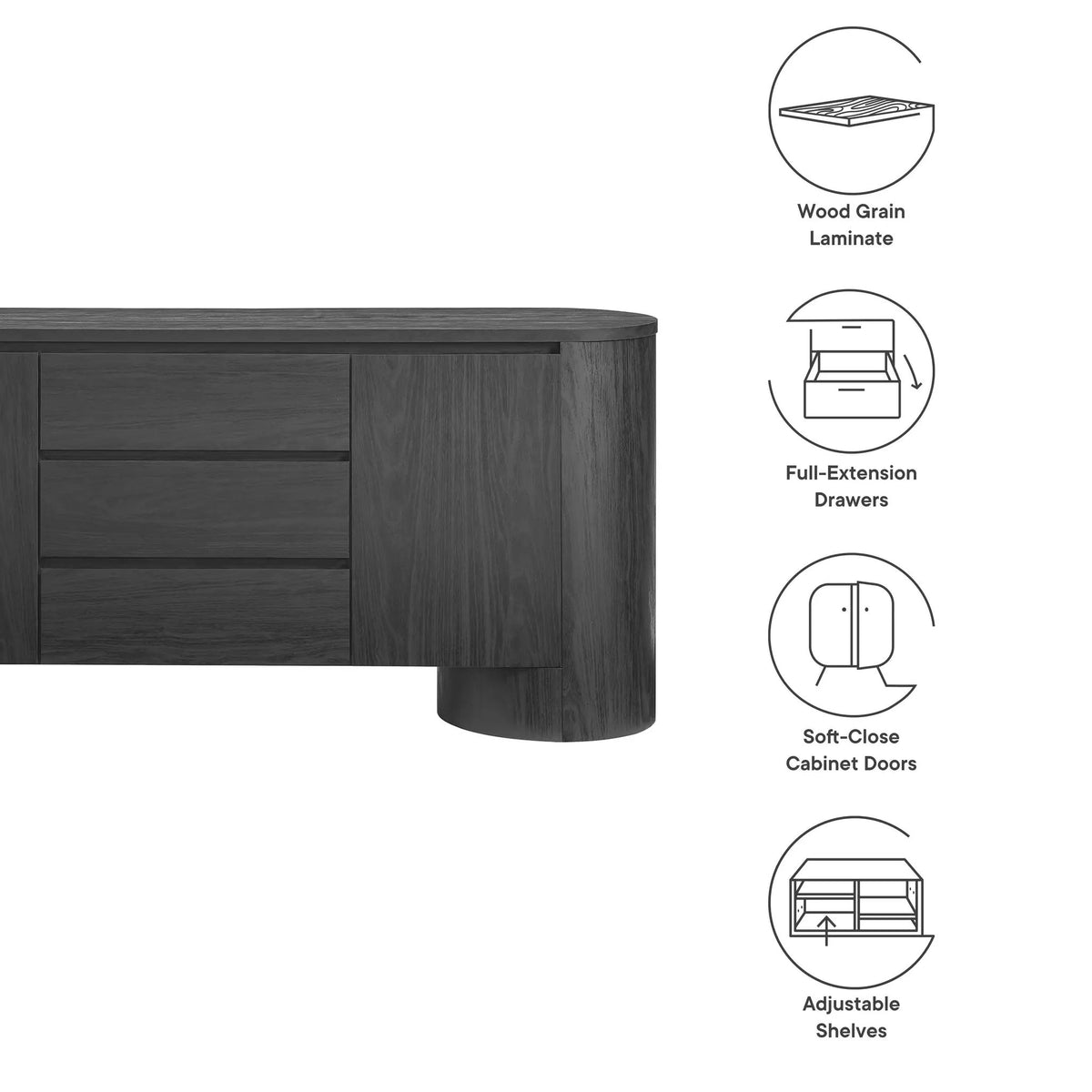 Duval 71" Rounded Sideboard Storage Cabinet by Modway by HouseOfZazla