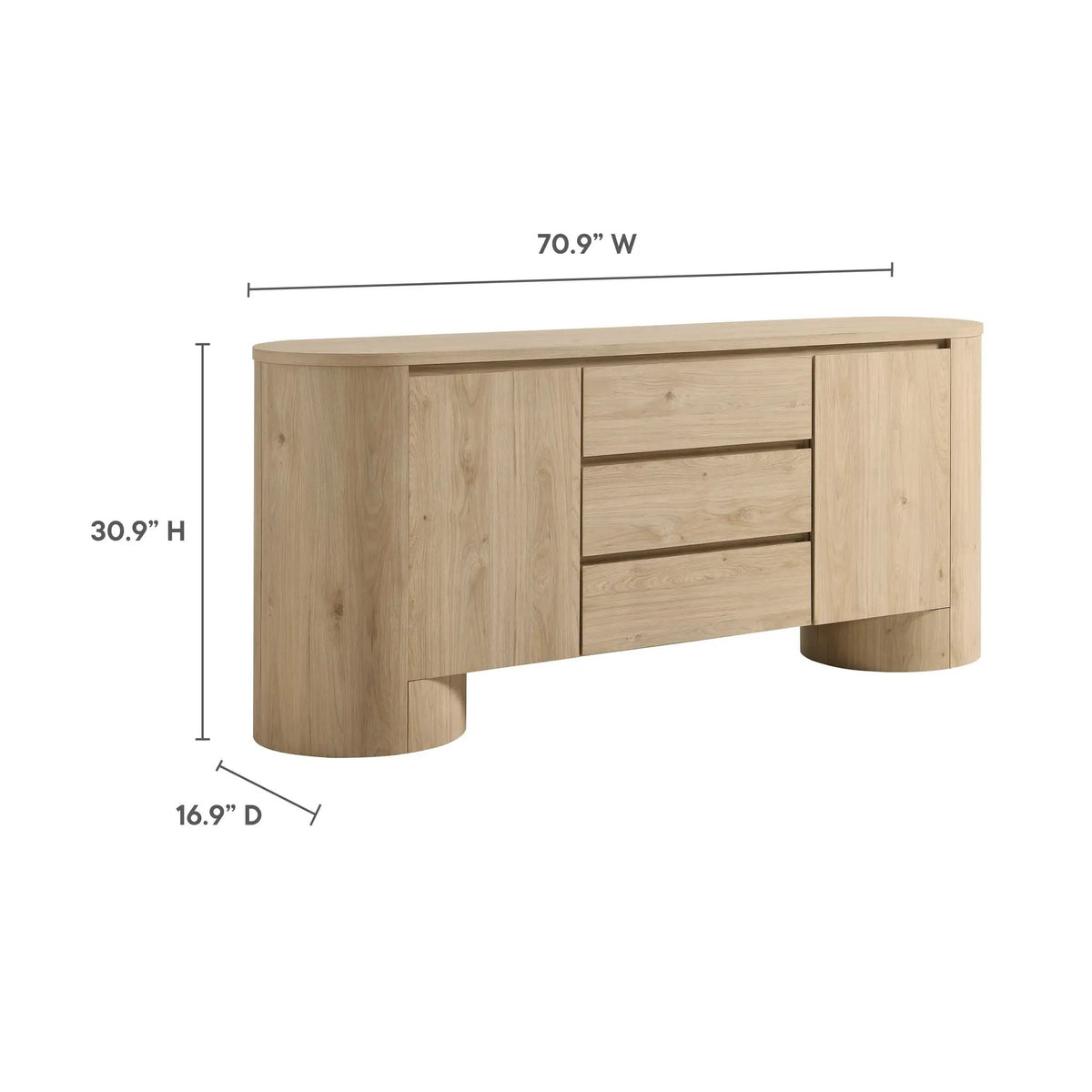 Duval 71" Rounded Sideboard Storage Cabinet by Modway by HouseOfZazla