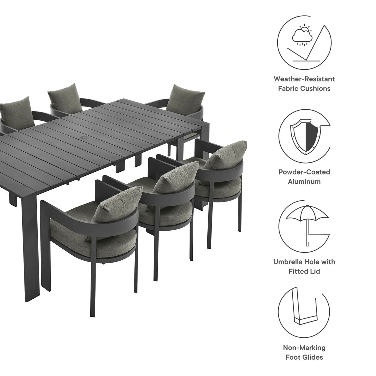 Tahoe 9-Piece Outdoor Patio Aluminum Dining Set by Modway by HouseOfZazla