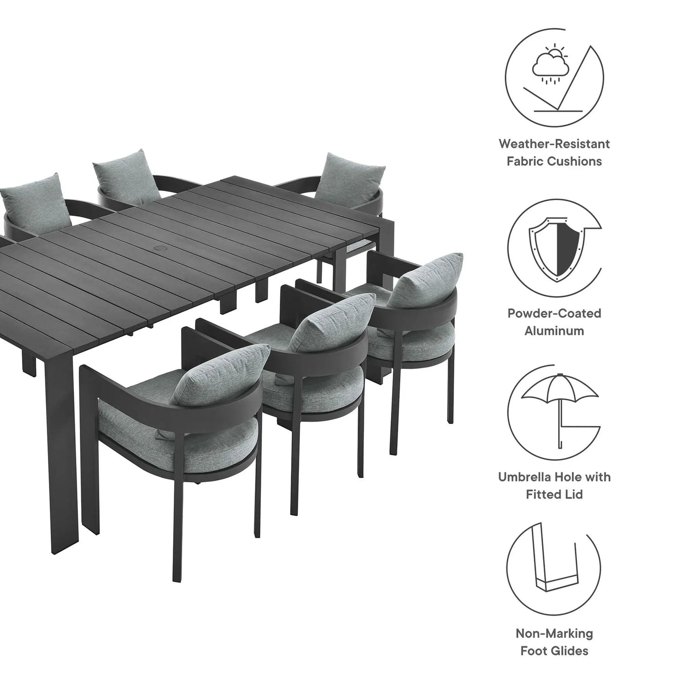 Tahoe 9-Piece Outdoor Patio Aluminum Dining Set by Modway by HouseOfZazla