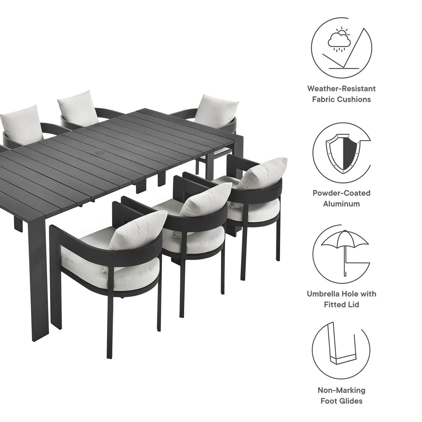 Tahoe 9-Piece Outdoor Patio Aluminum Dining Set by Modway by HouseOfZazla