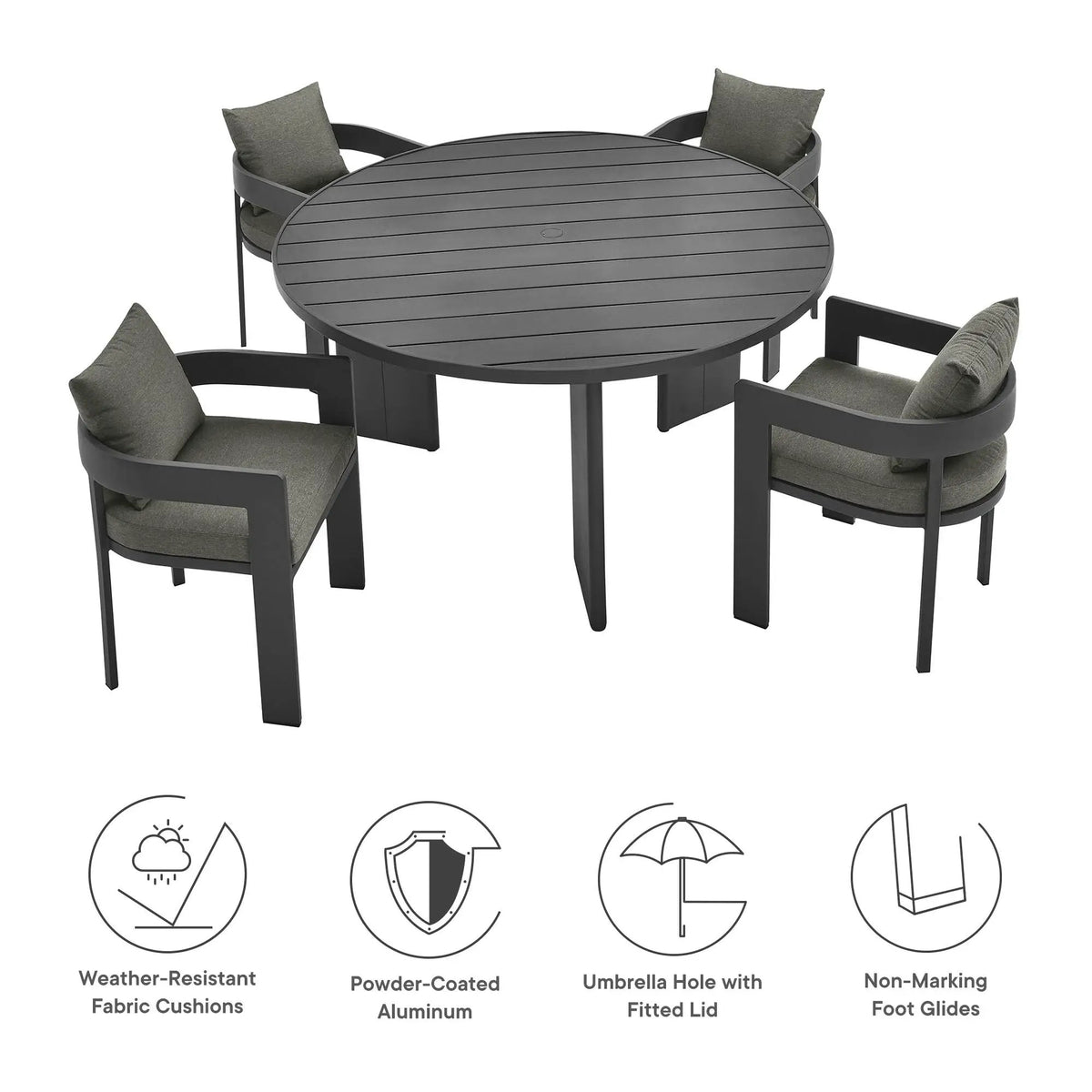 Tahoe 5-Piece Outdoor Patio Aluminum Dining Set by Modway by HouseOfZazla