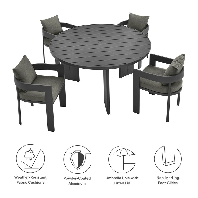 Tahoe 5-Piece Outdoor Patio Aluminum Dining Set by Modway by HouseOfZazla