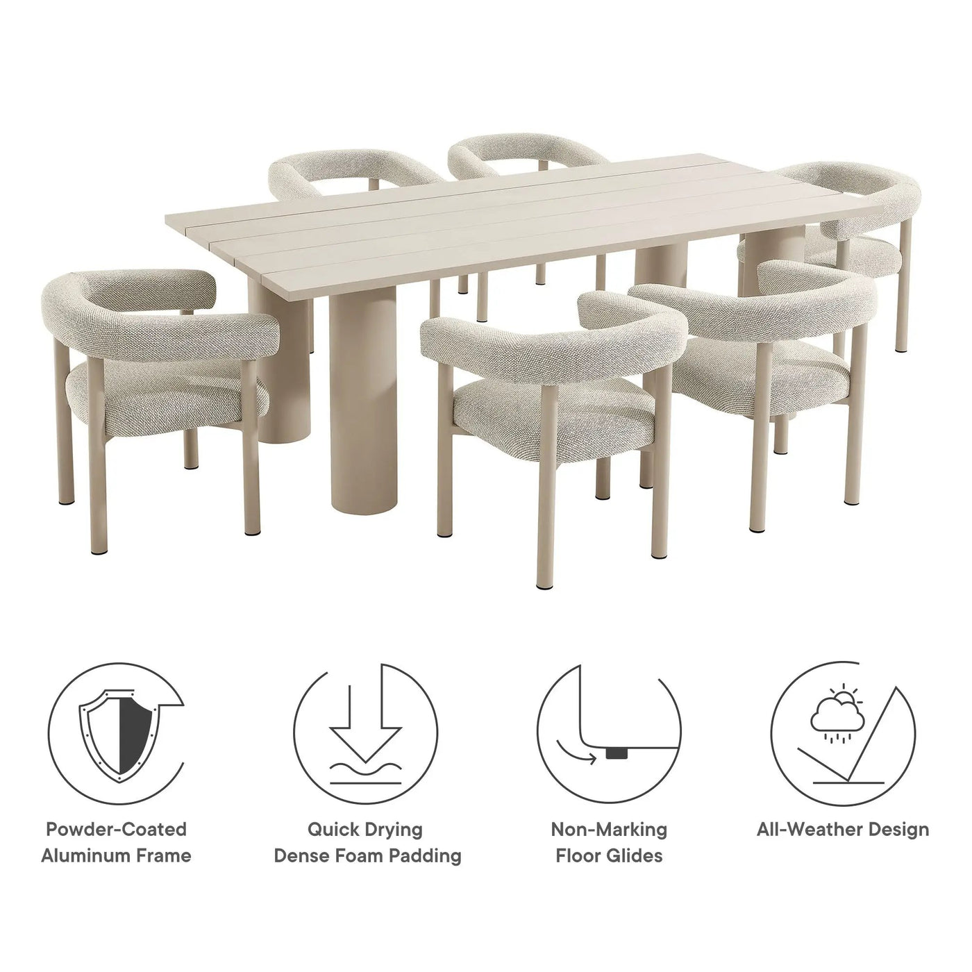 Nautica 7-Piece Rectangular Outdoor Patio Aluminum Dining Table and Chairs Set by Modway by HouseOfZazla