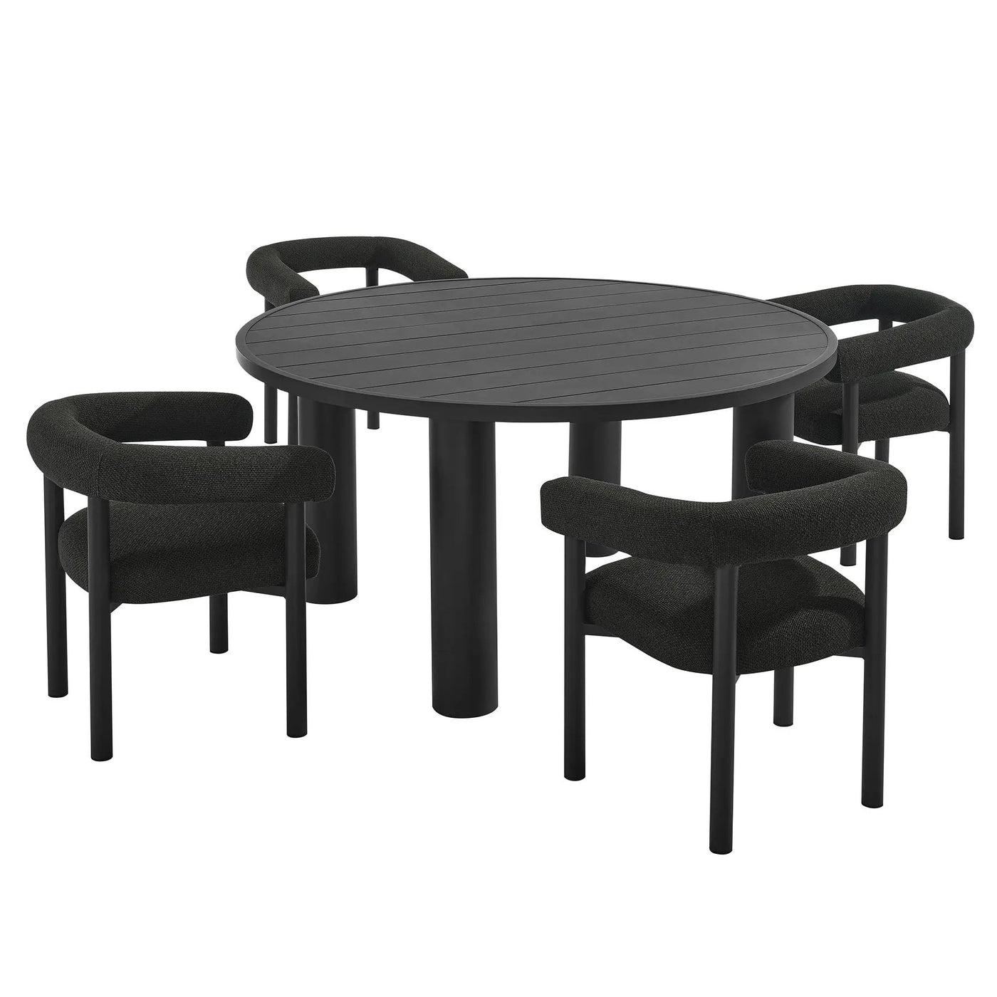 Nautica 5-Piece Round Outdoor Patio Aluminum Dining Table and Chairs Set by HouseOfZazla