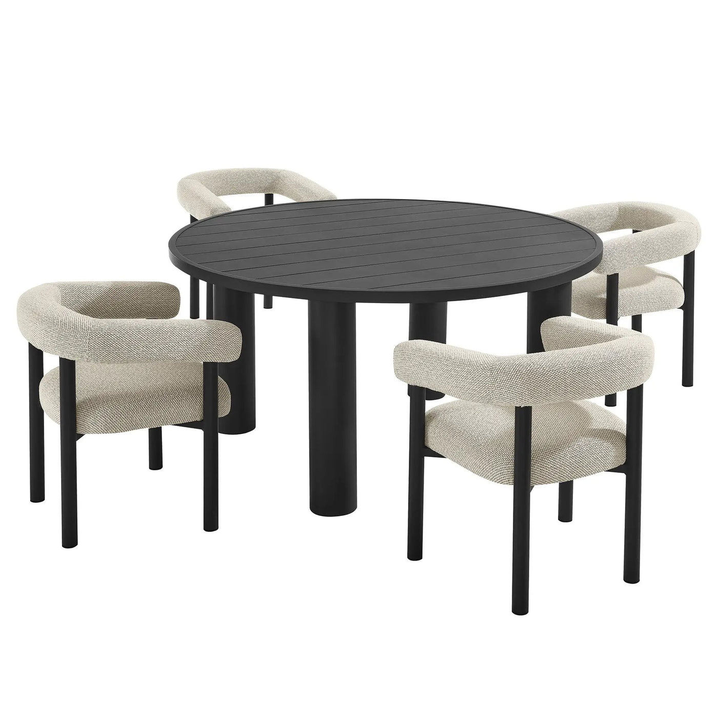 Nautica 5-Piece Round Outdoor Patio Aluminum Dining Table and Chairs Set by HouseOfZazla