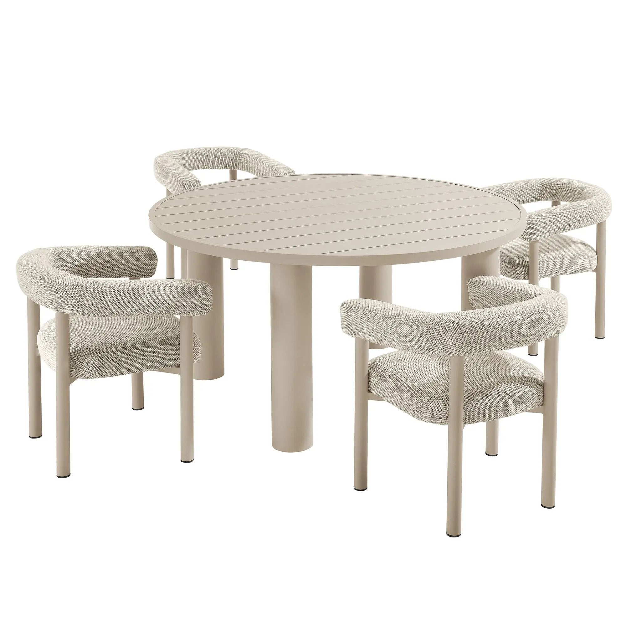 Nautica 5-Piece Round Outdoor Patio Aluminum Dining Table and Chairs Set by HouseOfZazla
