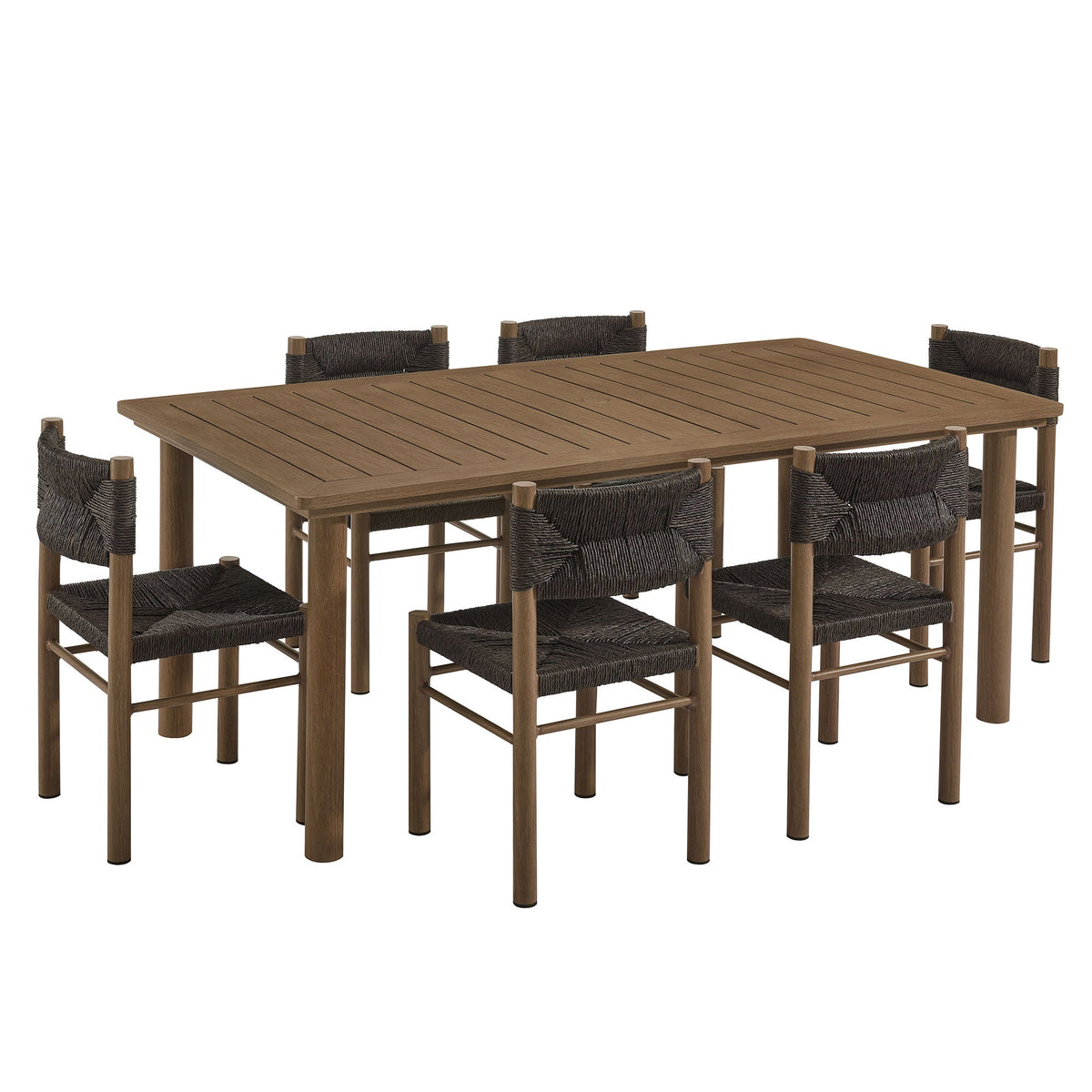 Parkland 7-Piece Rectangular Outdoor Patio Rattan and Aluminum Dining Table and Chairs Set by Modway, photo 16 of 30