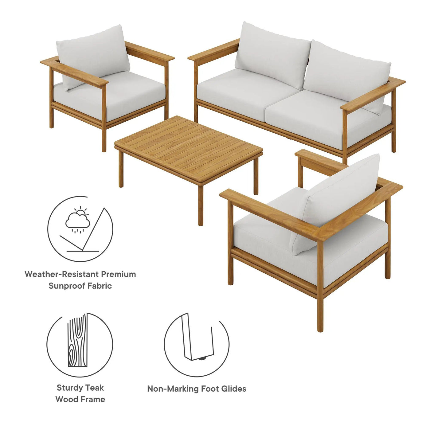 Wren 4-Piece Outdoor Patio Teak Wood Furniture Set by Modway by HouseOfZazla