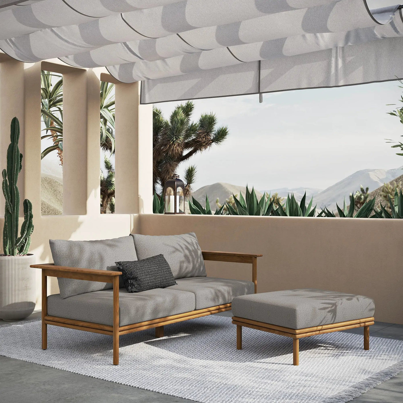 Wren 2-Piece Outdoor Patio Teak Wood Sofa and Ottoman Set by Modway by HouseOfZazla