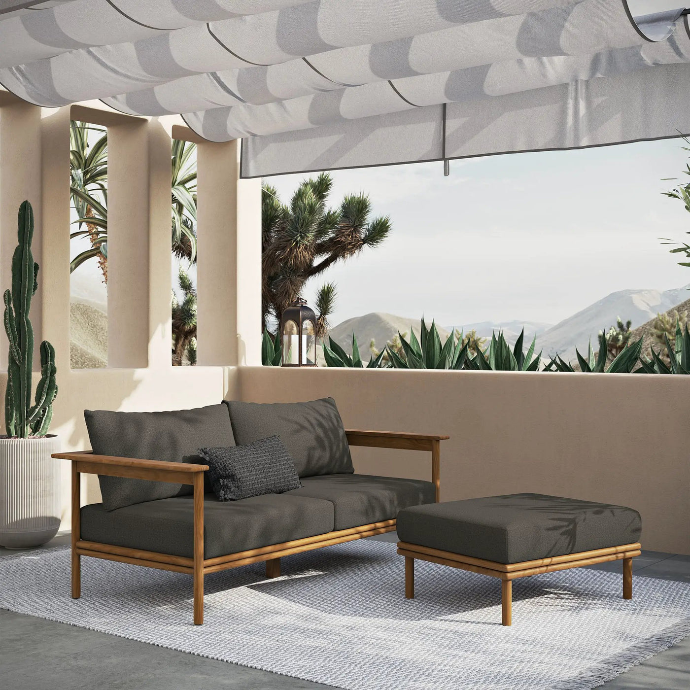 Wren 2-Piece Outdoor Patio Teak Wood Sofa and Ottoman Set by Modway by HouseOfZazla