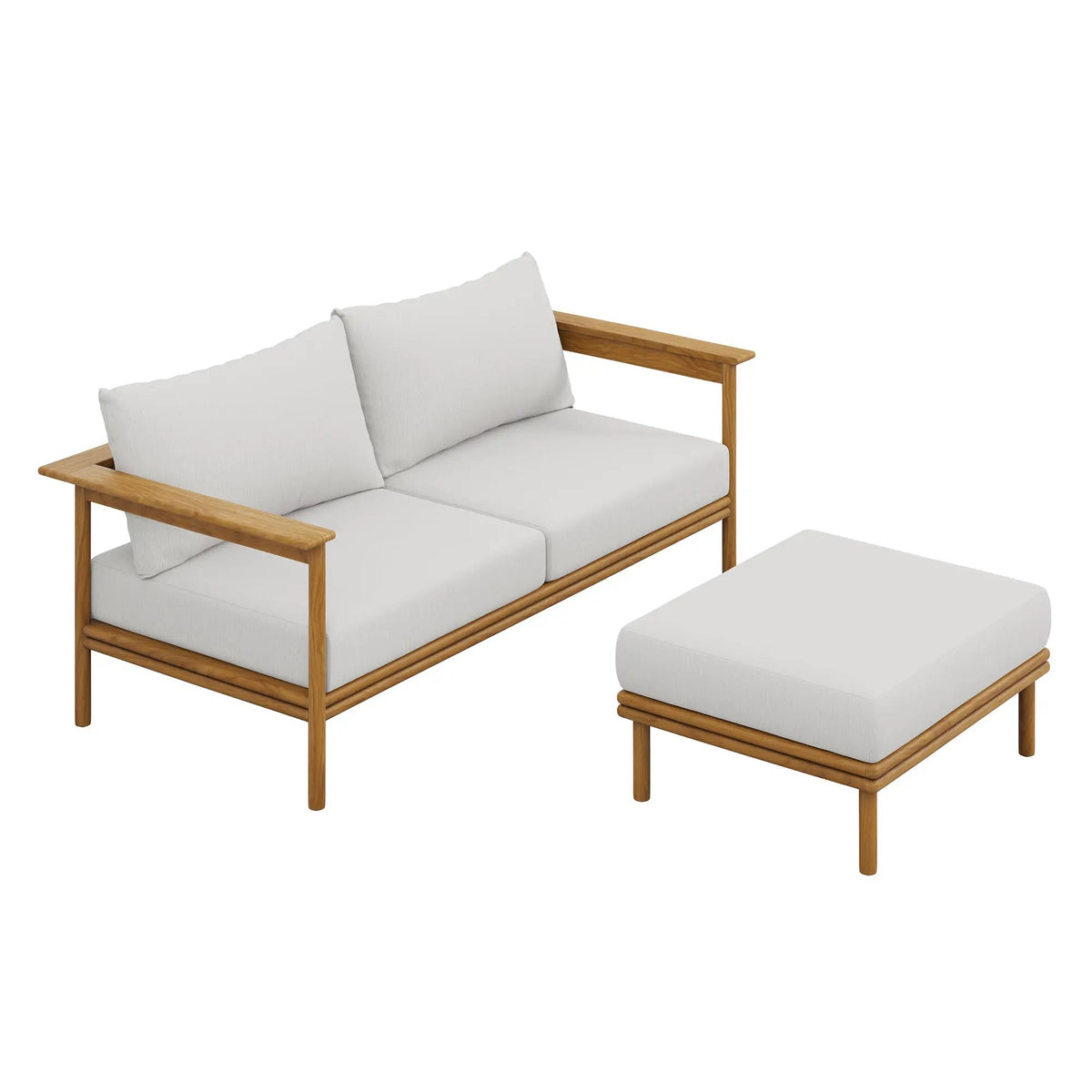 Wren 2-Piece Outdoor Patio Teak Wood Sofa and Ottoman Set by Modway by HouseOfZazla