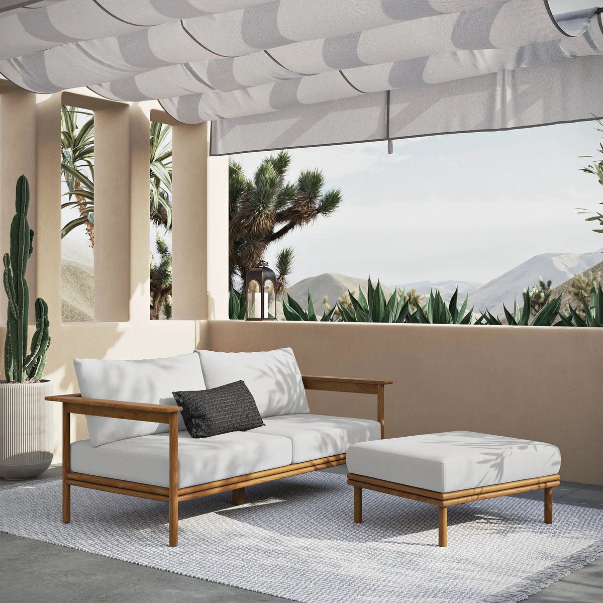 Wren 2-Piece Outdoor Patio Teak Wood Sofa and Ottoman Set by Modway by HouseOfZazla