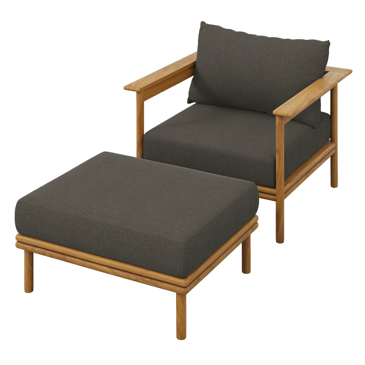 Wren Outdoor Patio Teak Wood Armchair and Ottoman Set by Modway by HouseOfZazla