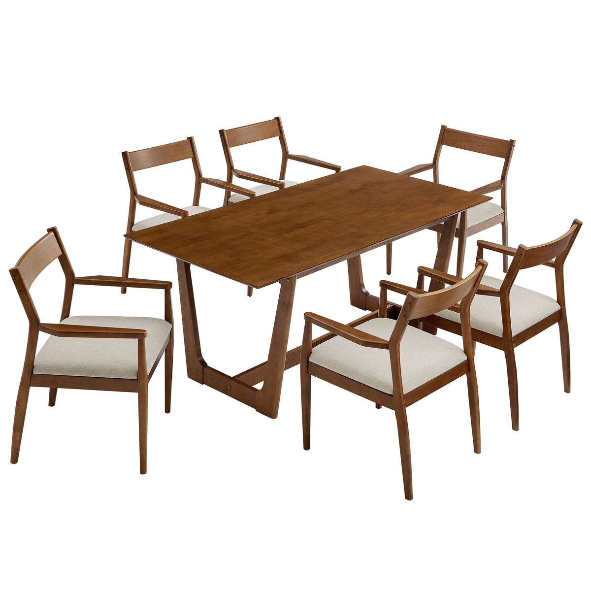 Solara 7-Piece Wood Dining Set with Fabric Upholstered Armchairs by Modway, photo 13 of 24