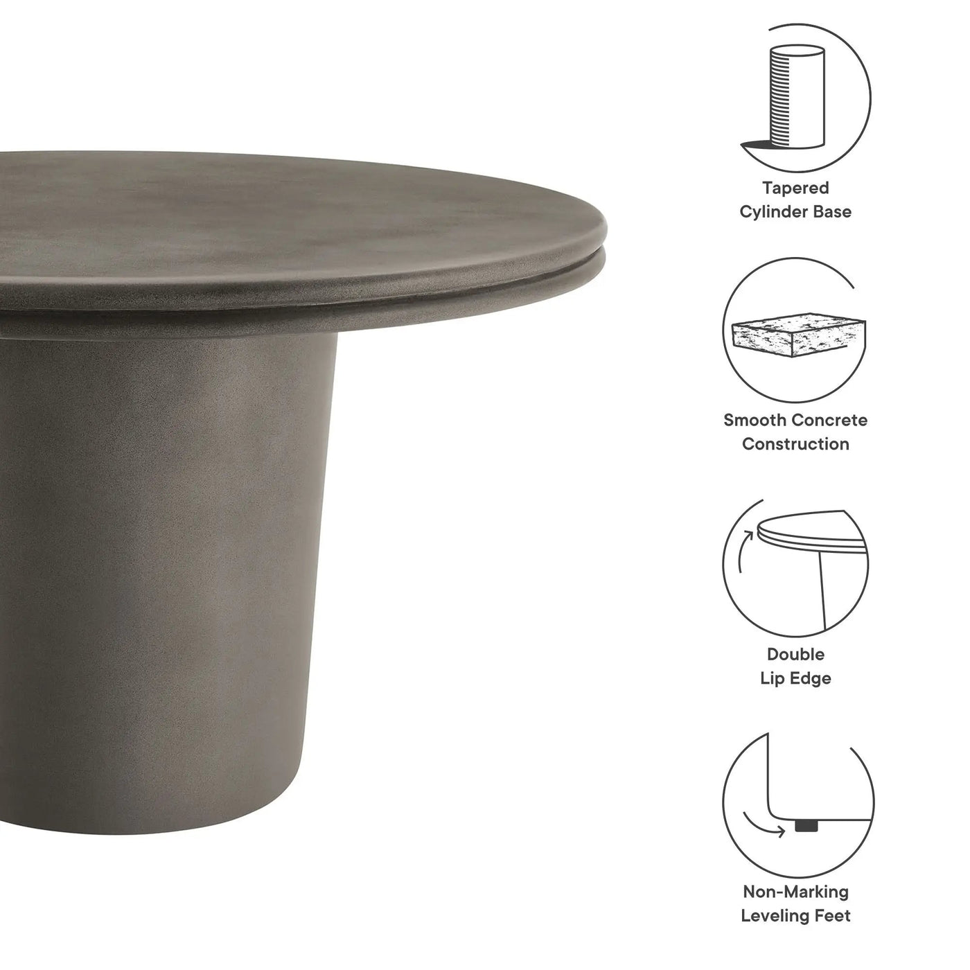 Brion 48" Indoor - Outdoor Patio Concrete Round Dining Table by Modway by HouseOfZazla