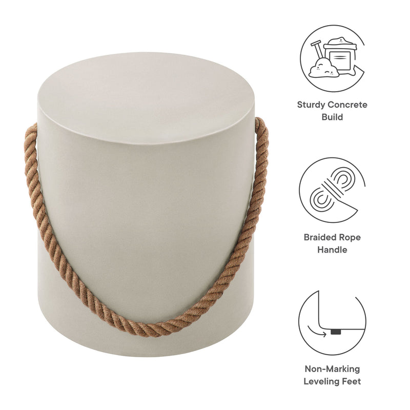 Isera Indoor - Outdoor Patio Rope Concrete Side Table Stool by Modway, photo 3 of 9