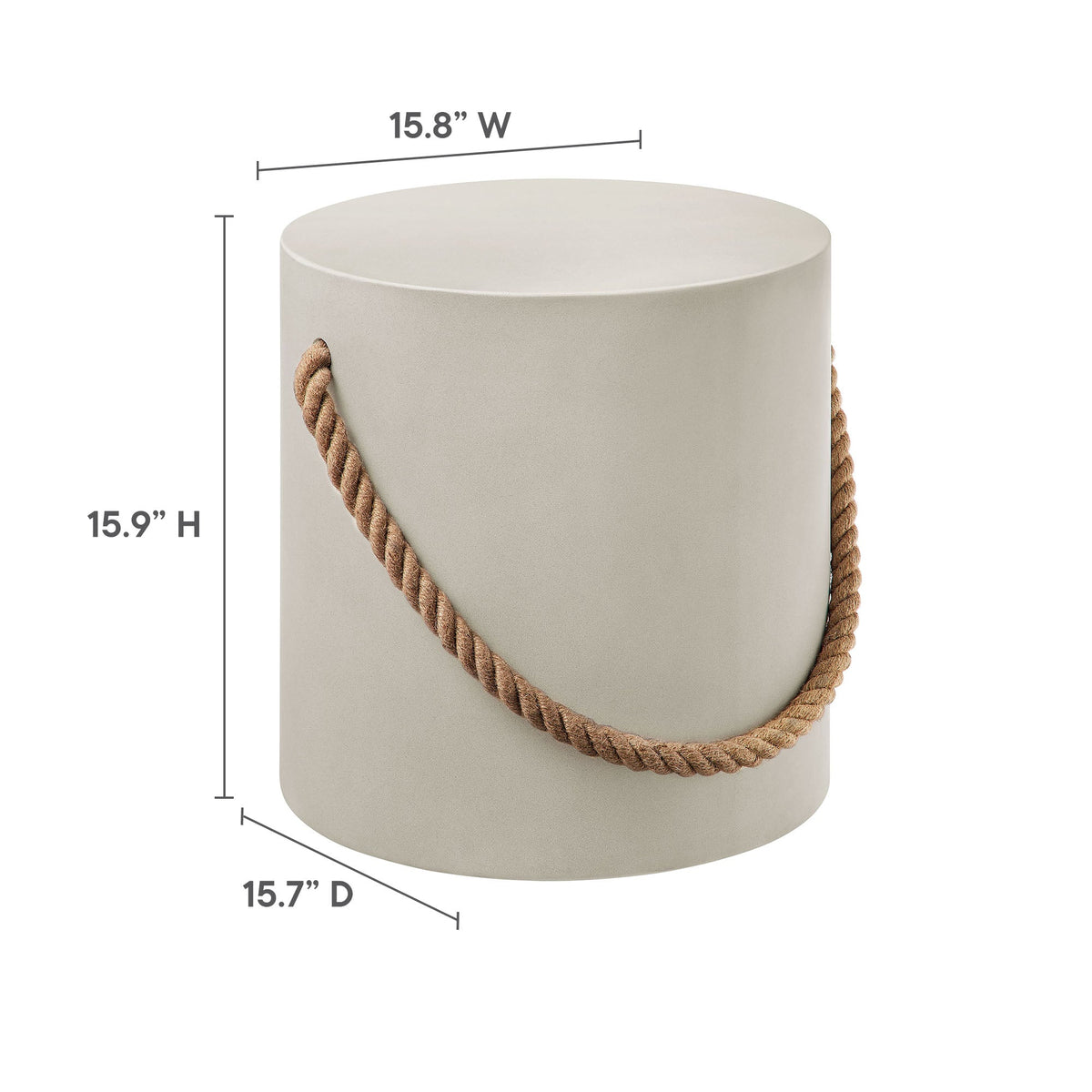 Isera Indoor - Outdoor Patio Rope Concrete Side Table Stool by Modway, photo 2 of 9