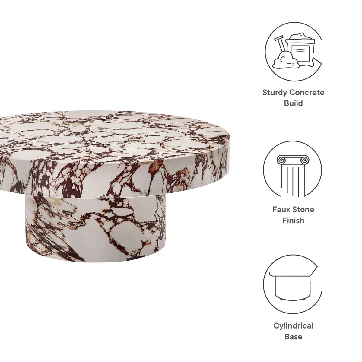 Alora Indoor - Outdoor Patio Concrete Round Coffee Table by Modway by HouseOfZazla