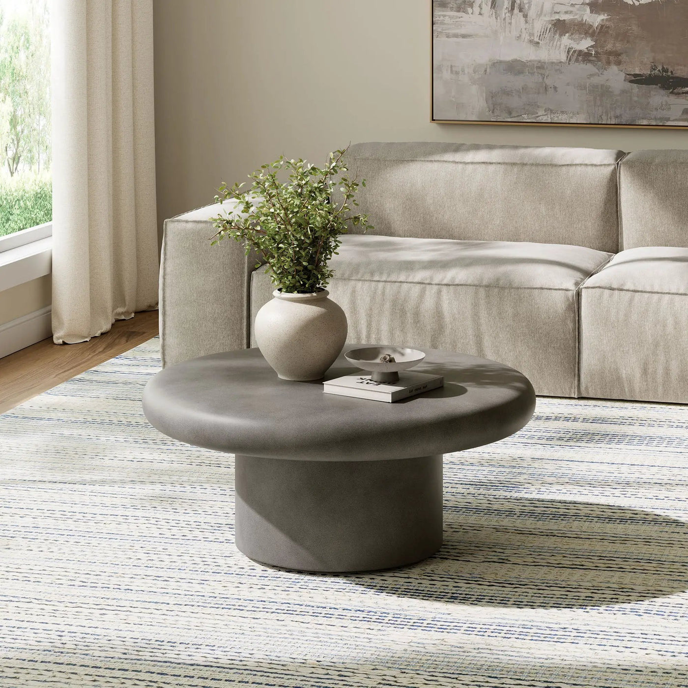 Argos Indoor-Outdoor Patio Concrete Round Coffee Table by Modway by HouseOfZazla