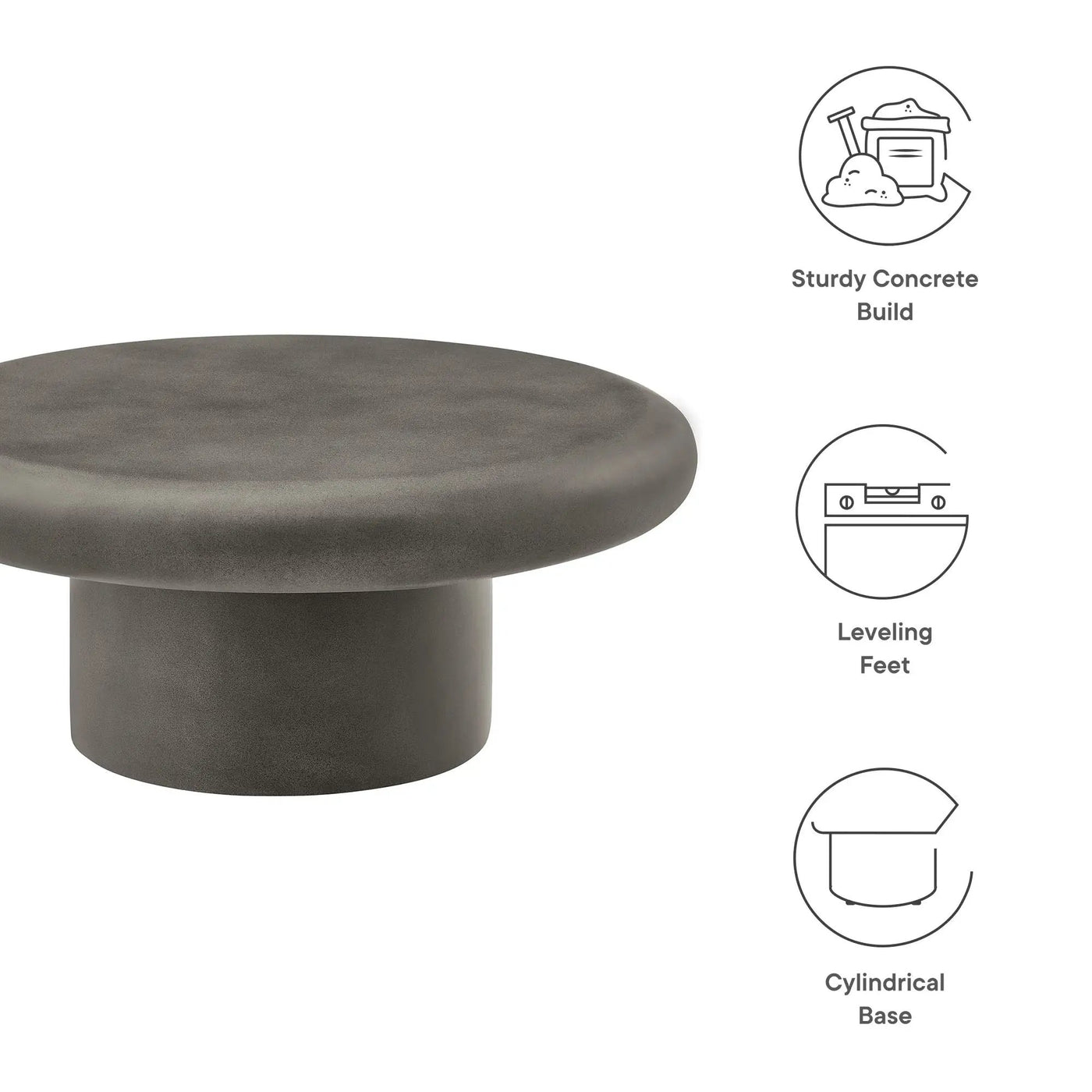 Argos Indoor-Outdoor Patio Concrete Round Coffee Table by Modway by HouseOfZazla