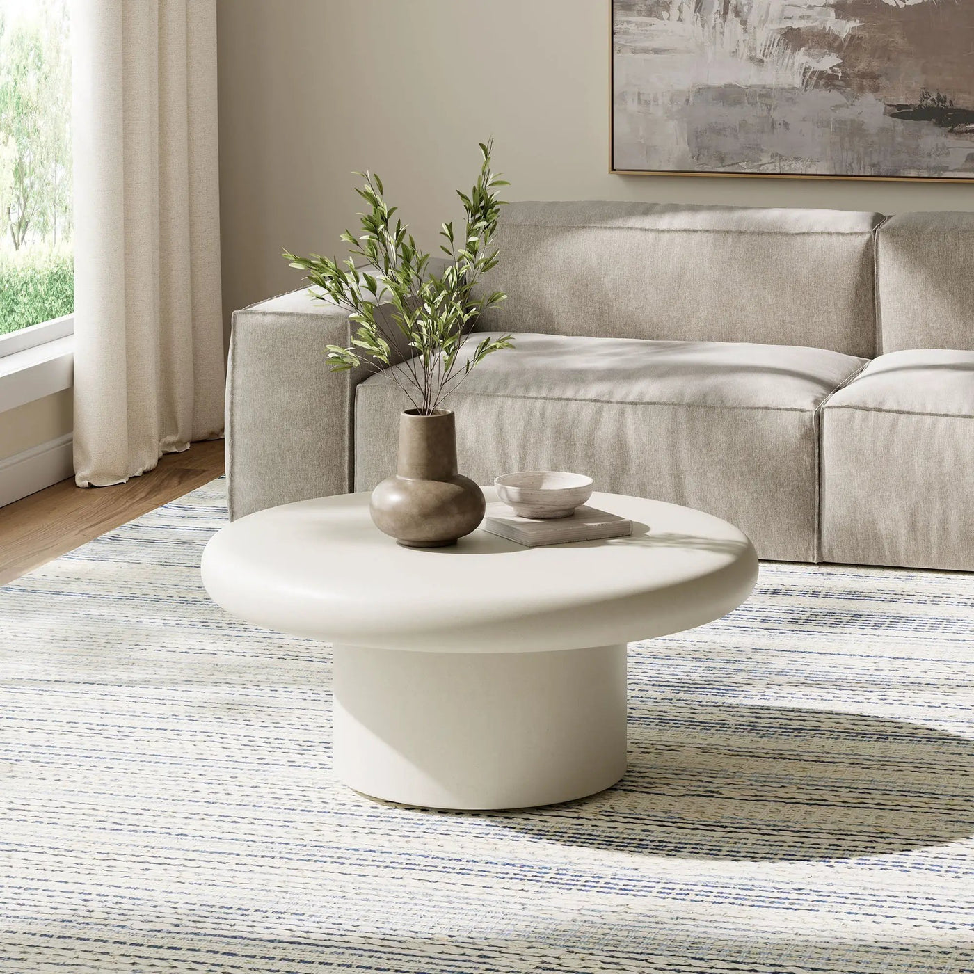 Argos Indoor-Outdoor Patio Concrete Round Coffee Table by Modway by HouseOfZazla