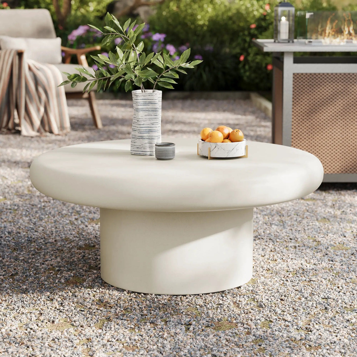 Argos Indoor-Outdoor Patio Concrete Round Coffee Table by Modway by HouseOfZazla
