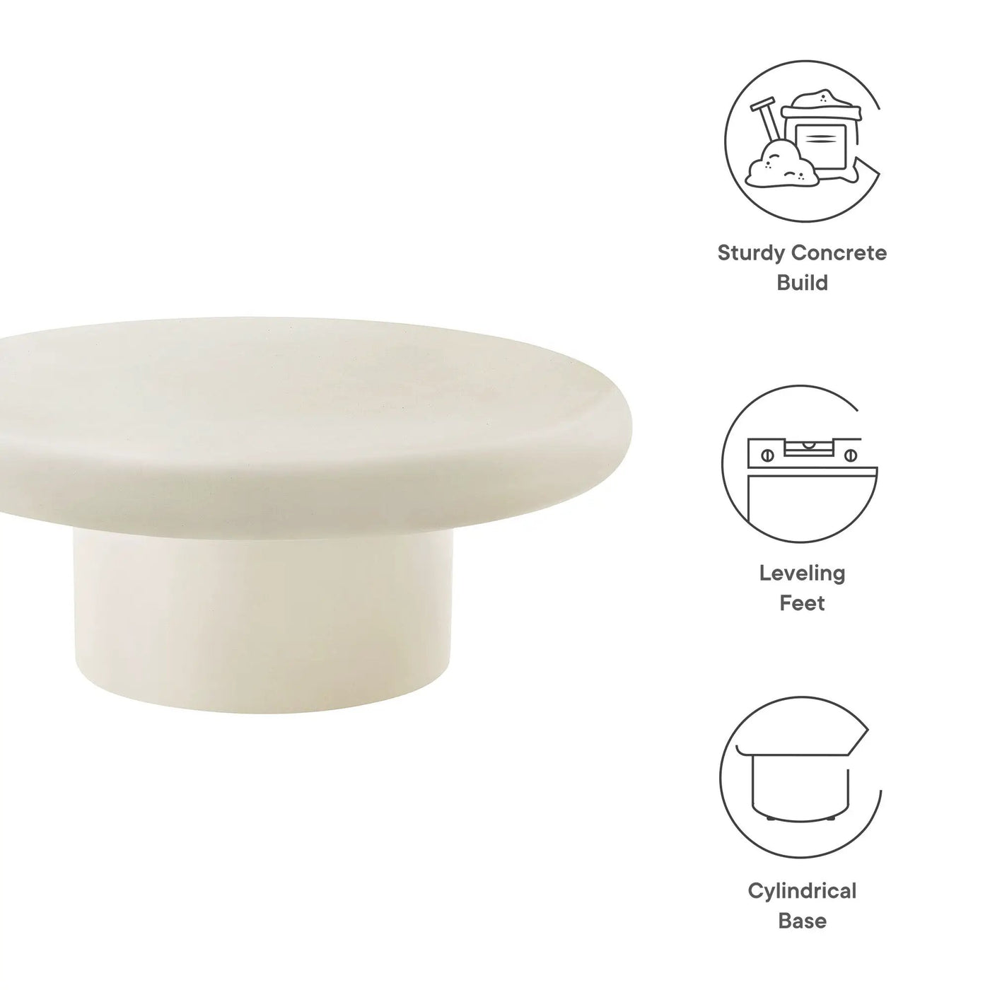 Argos Indoor-Outdoor Patio Concrete Round Coffee Table by Modway by HouseOfZazla