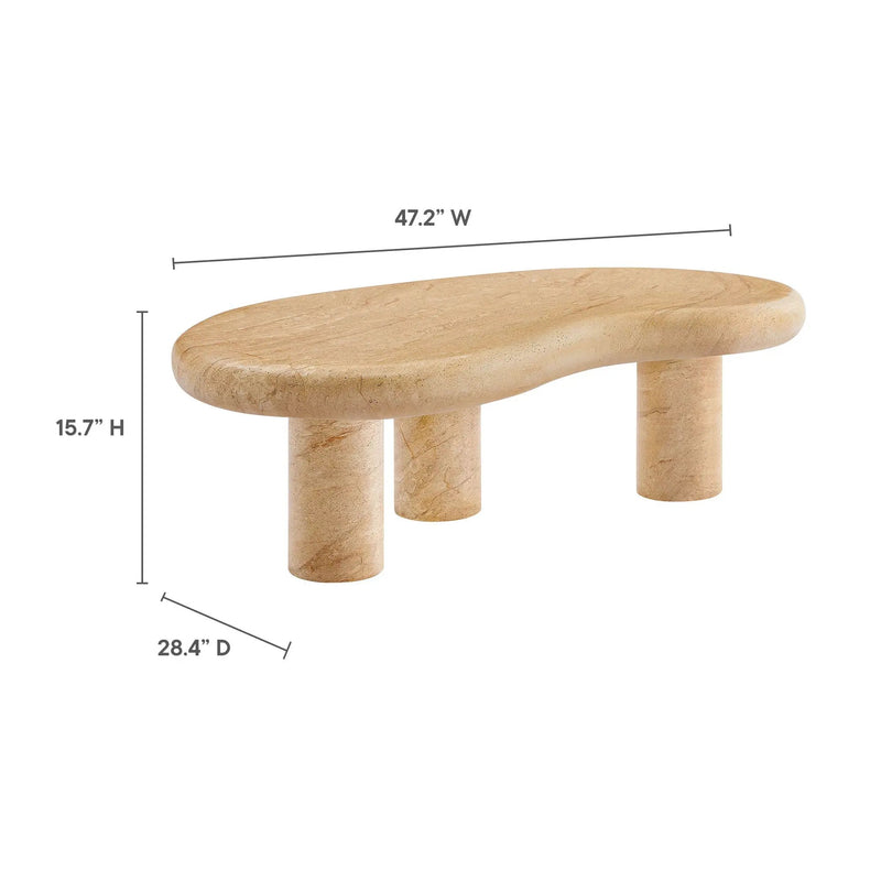 Elowen Indoor Outdoor Patio Textured Faux Travertine Coffee Table by HouseOfZazla
