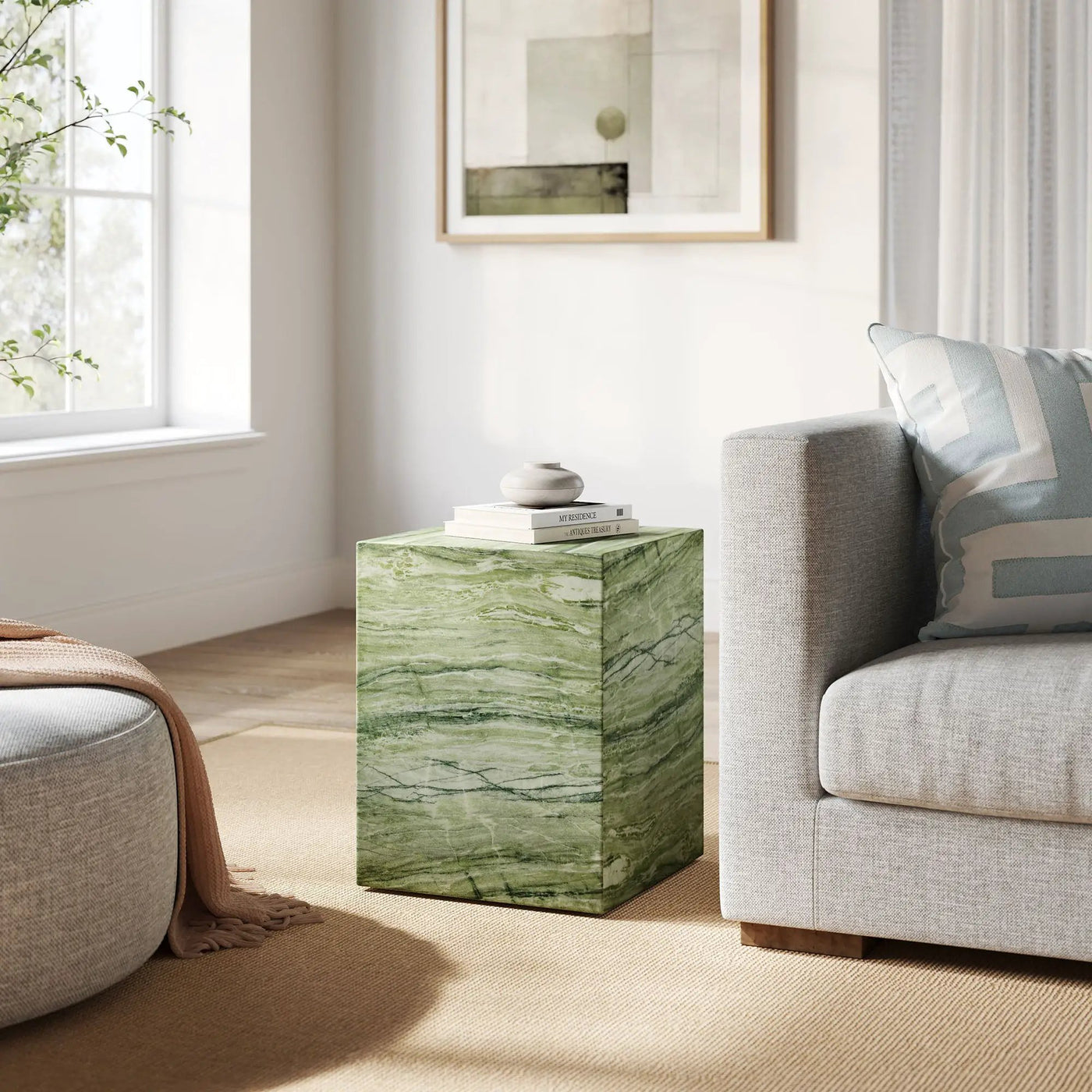 Jordana Square Plinth Indoor - Outdoor Patio Concrete Side Table by HouseOfZazla