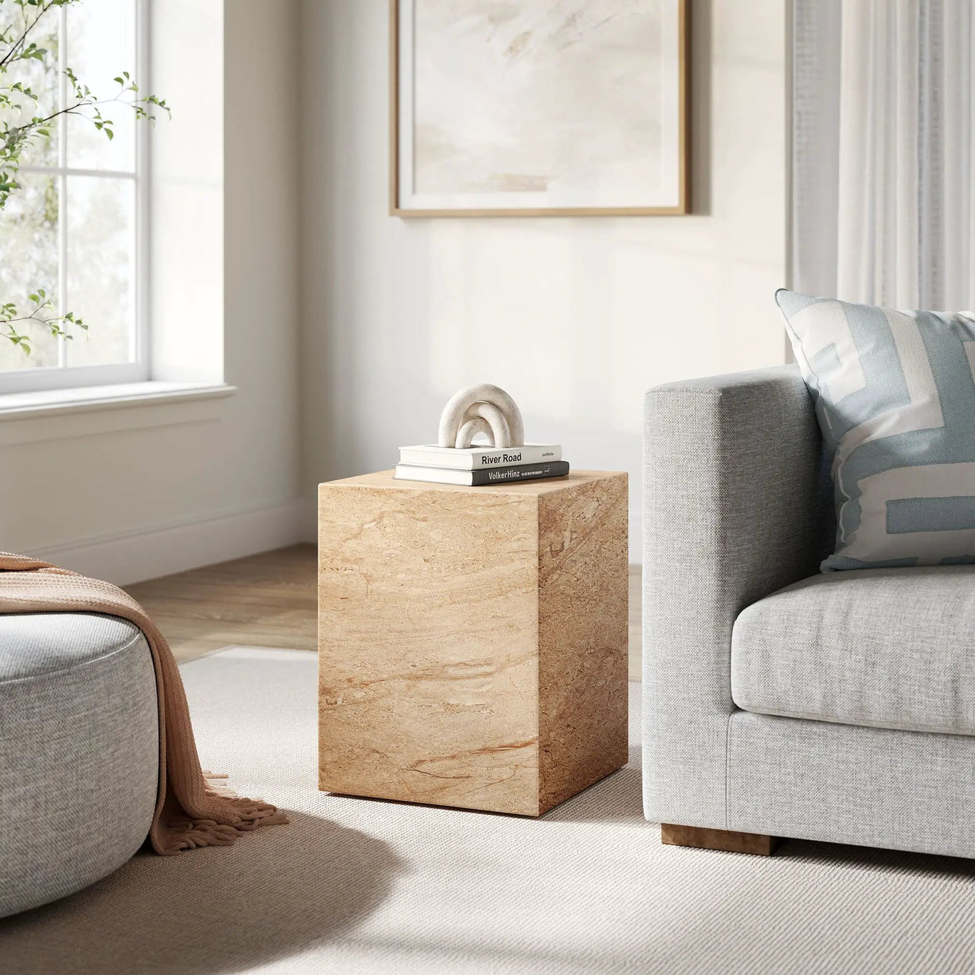 Jordana Square Plinth Indoor - Outdoor Patio Concrete Side Table by HouseOfZazla