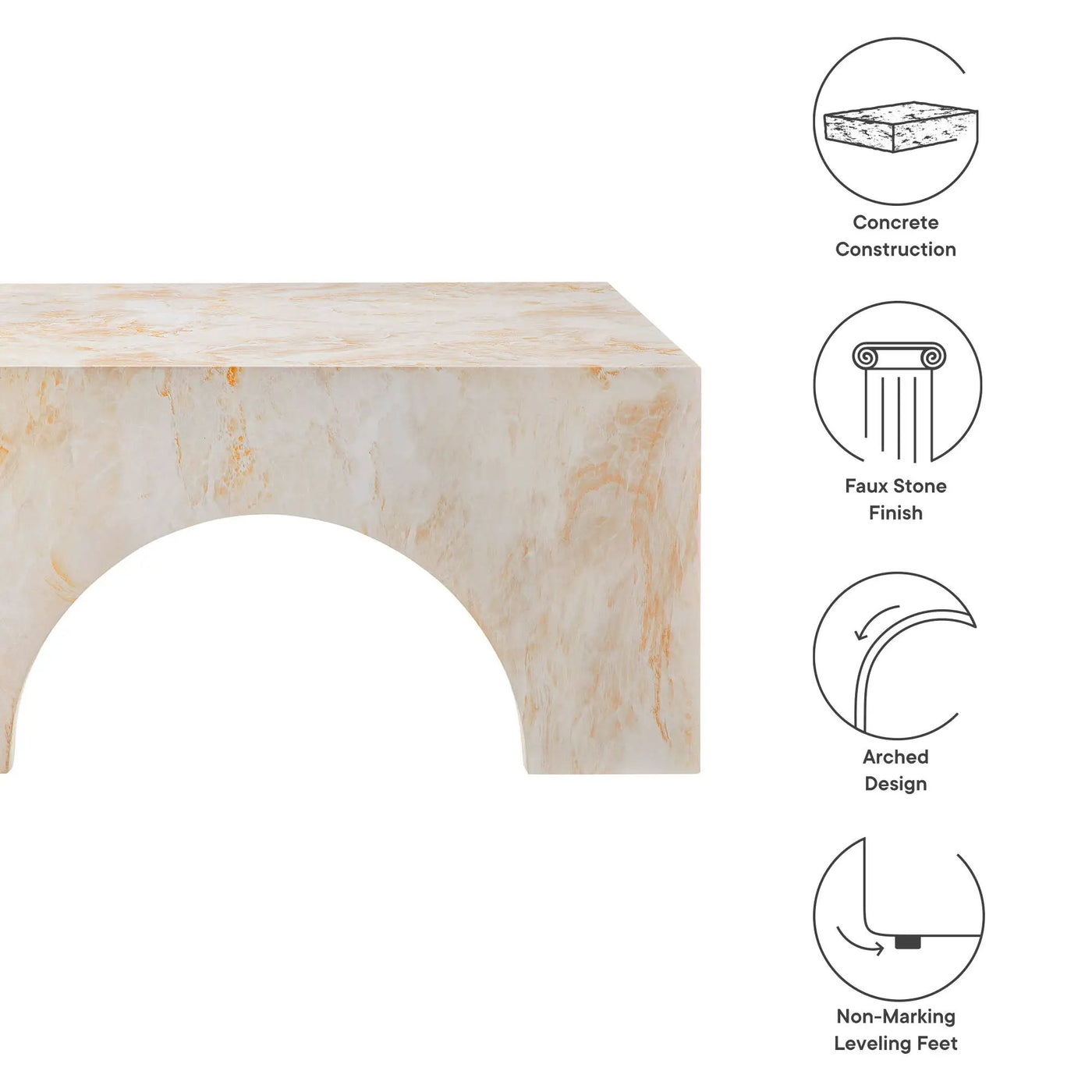 Valen Indoor - Outdoor Patio Arched Concrete Coffee Table by Modway by HouseOfZazla