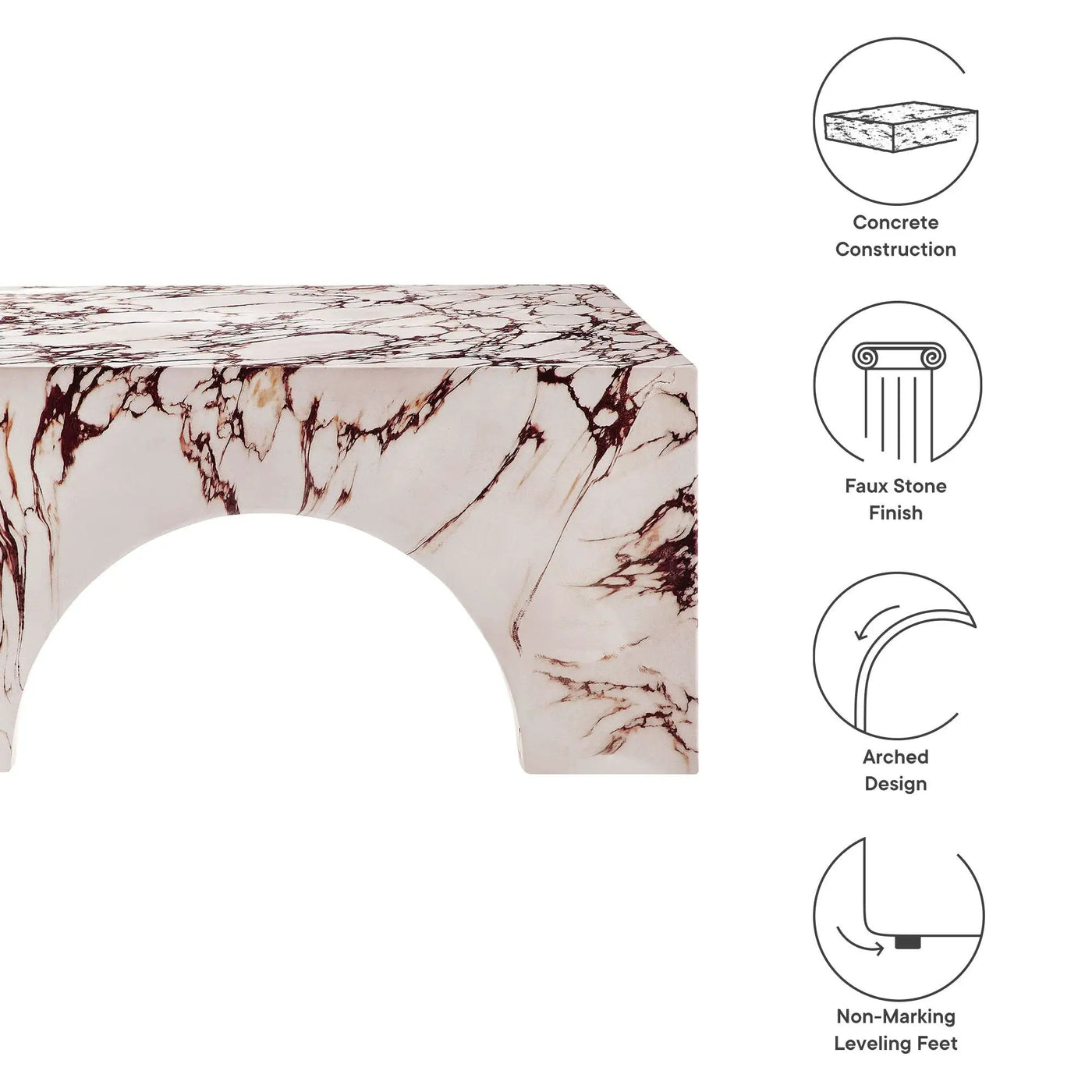 Valen Indoor - Outdoor Patio Arched Concrete Coffee Table by Modway by HouseOfZazla