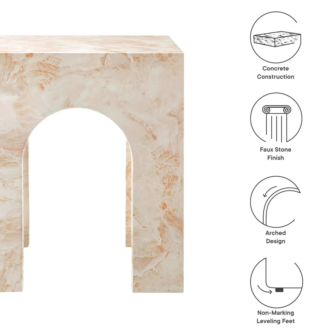 Valen Square Indoor-Outdoor Patio Arched Concrete Side Table by Modway by HouseOfZazla