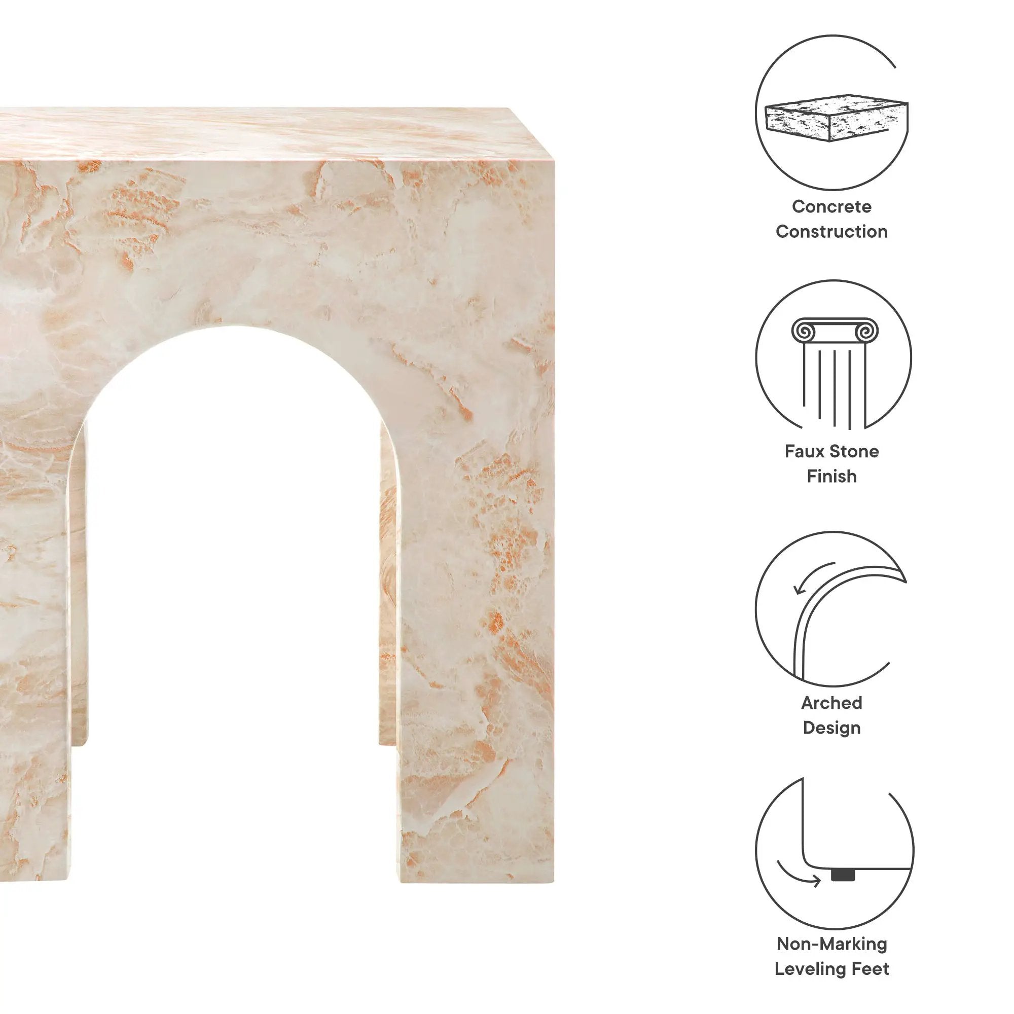 Valen Square Indoor-Outdoor Patio Arched Concrete Side Table by Modway by HouseOfZazla