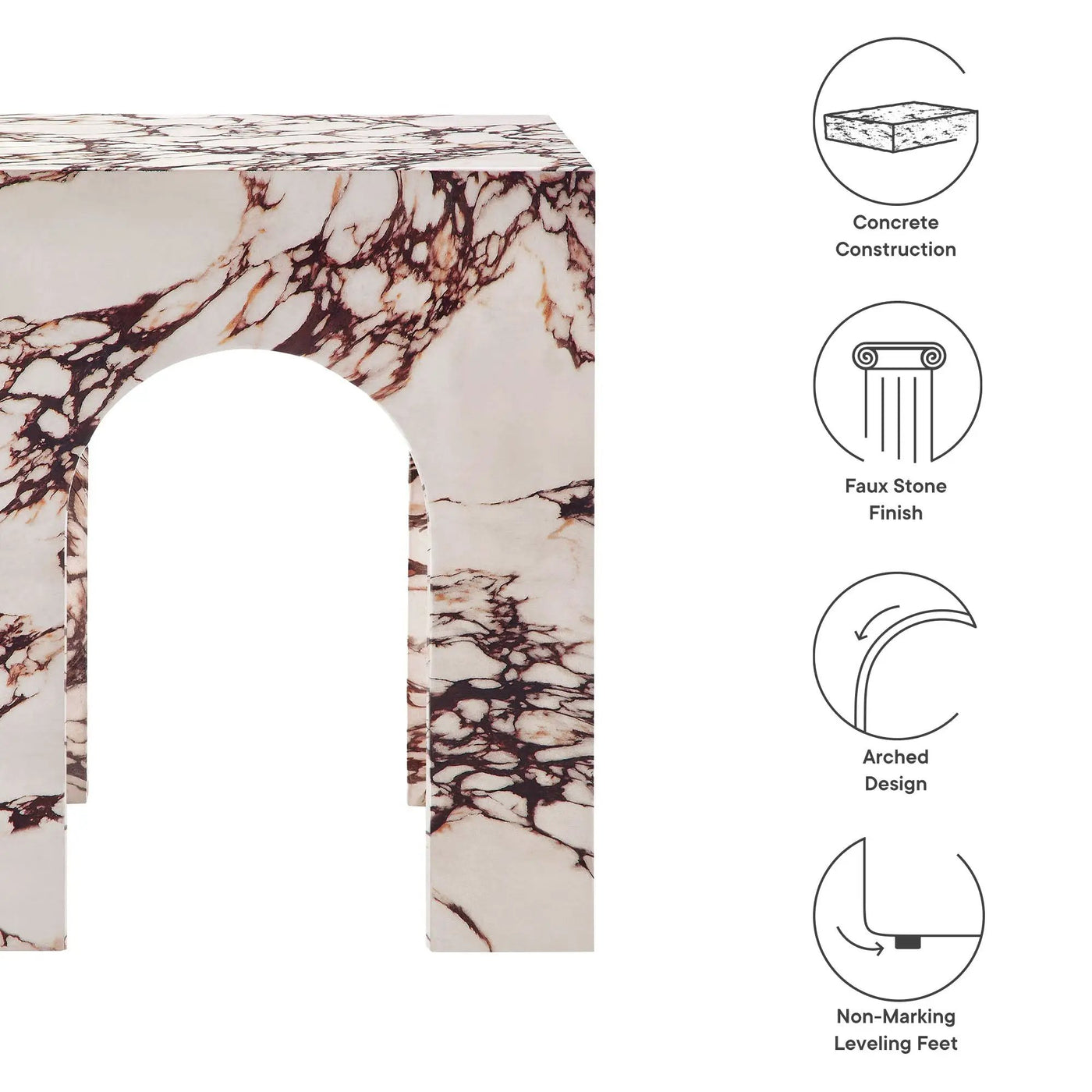 Valen Square Indoor-Outdoor Patio Arched Concrete Side Table by Modway by HouseOfZazla