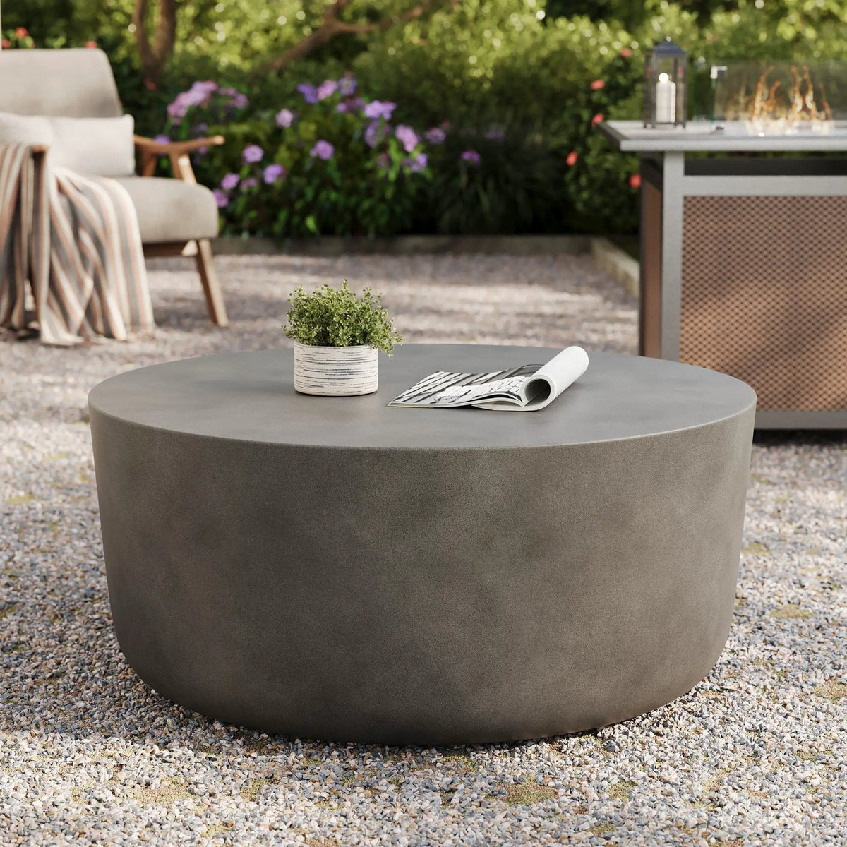 Brion Round Indoor-Outdoor Concrete Coffee Table by Modway by HouseOfZazla