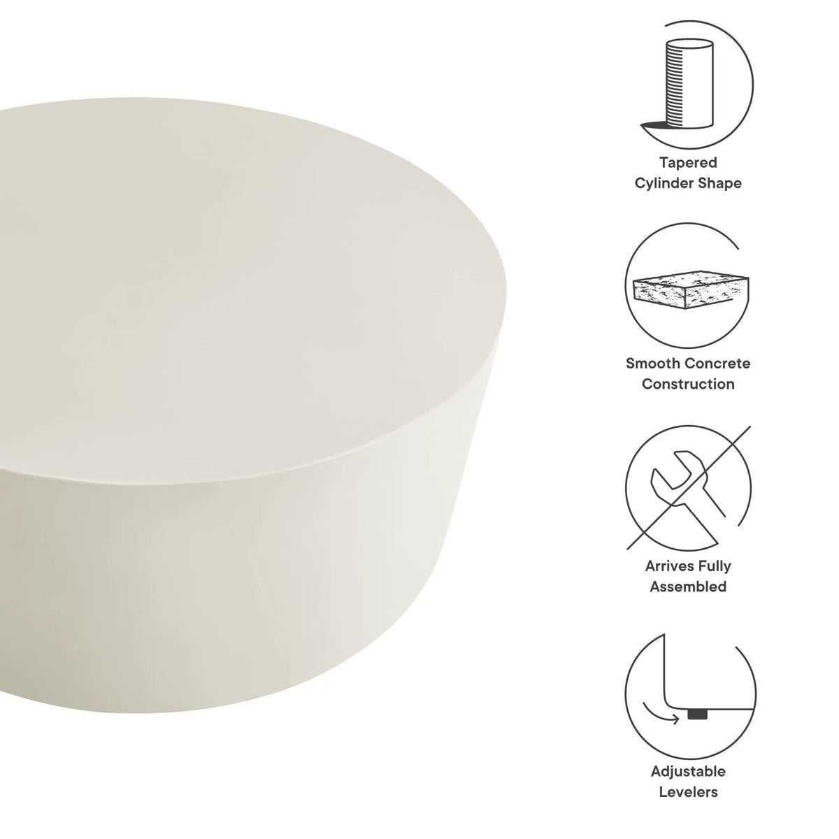 Brion Round Indoor-Outdoor Concrete Coffee Table by Modway by HouseOfZazla