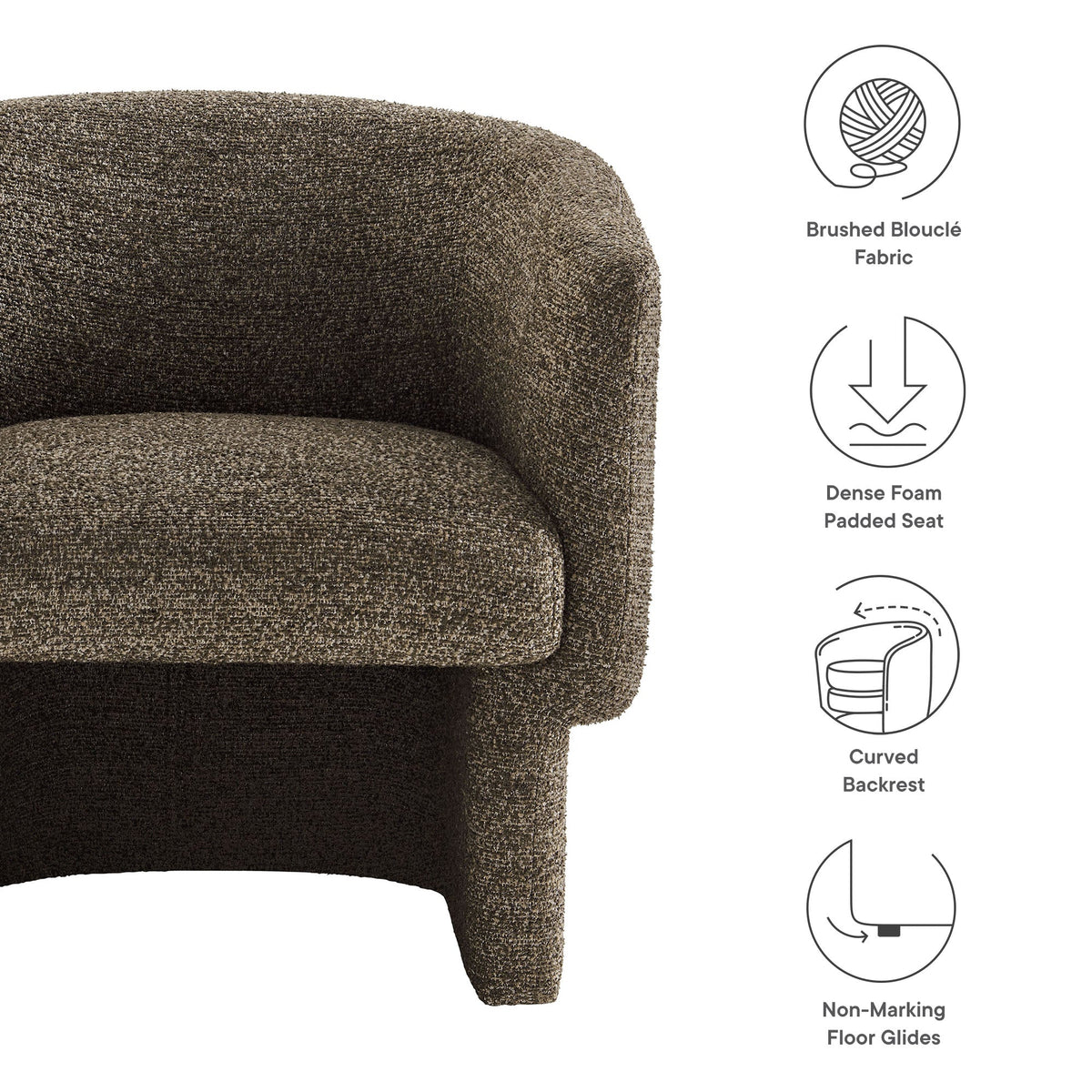 Muse Boucle Fabric Barrel Accent Chair by Modway, photo 3 of 36