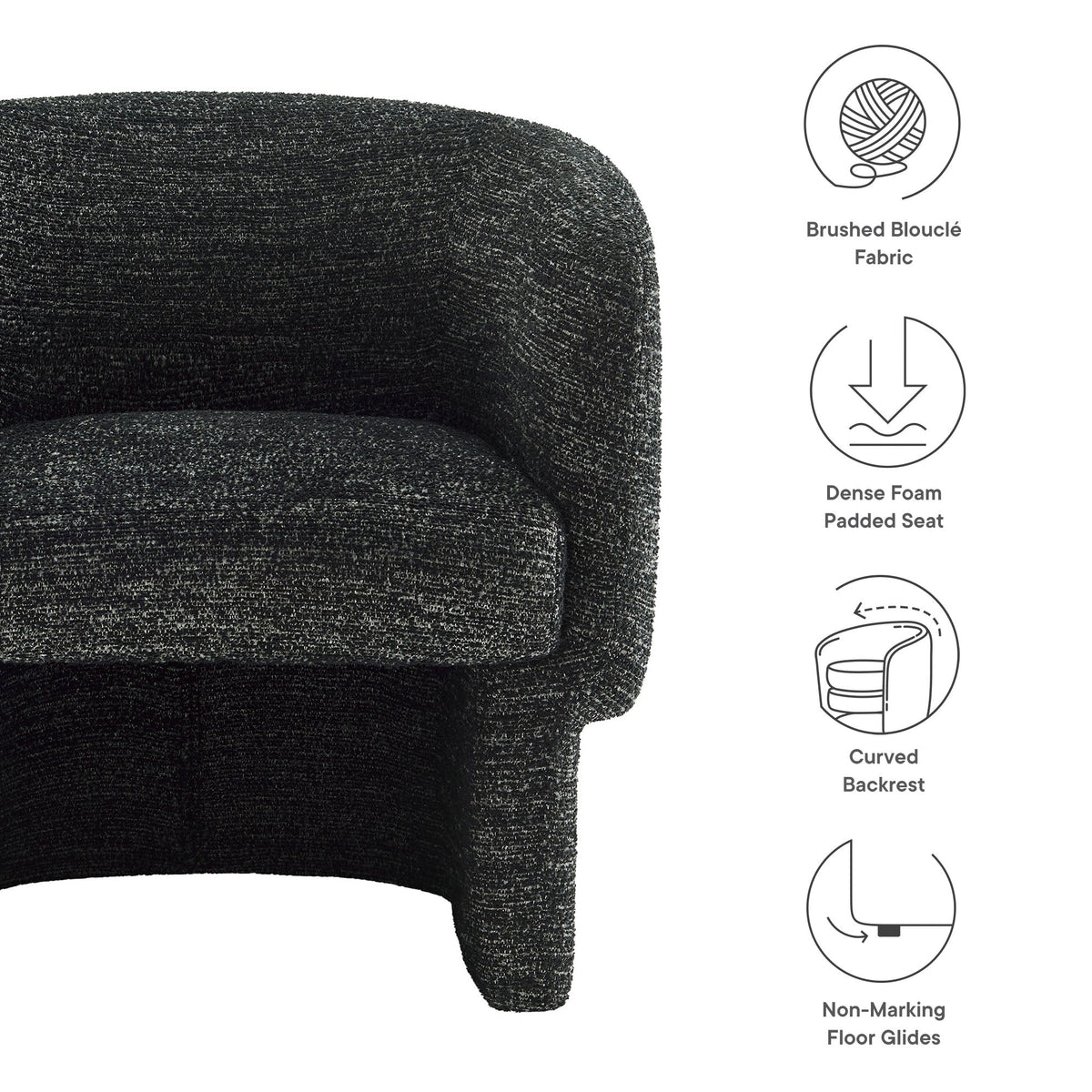 Muse Boucle Fabric Barrel Accent Chair by Modway, photo 12 of 36