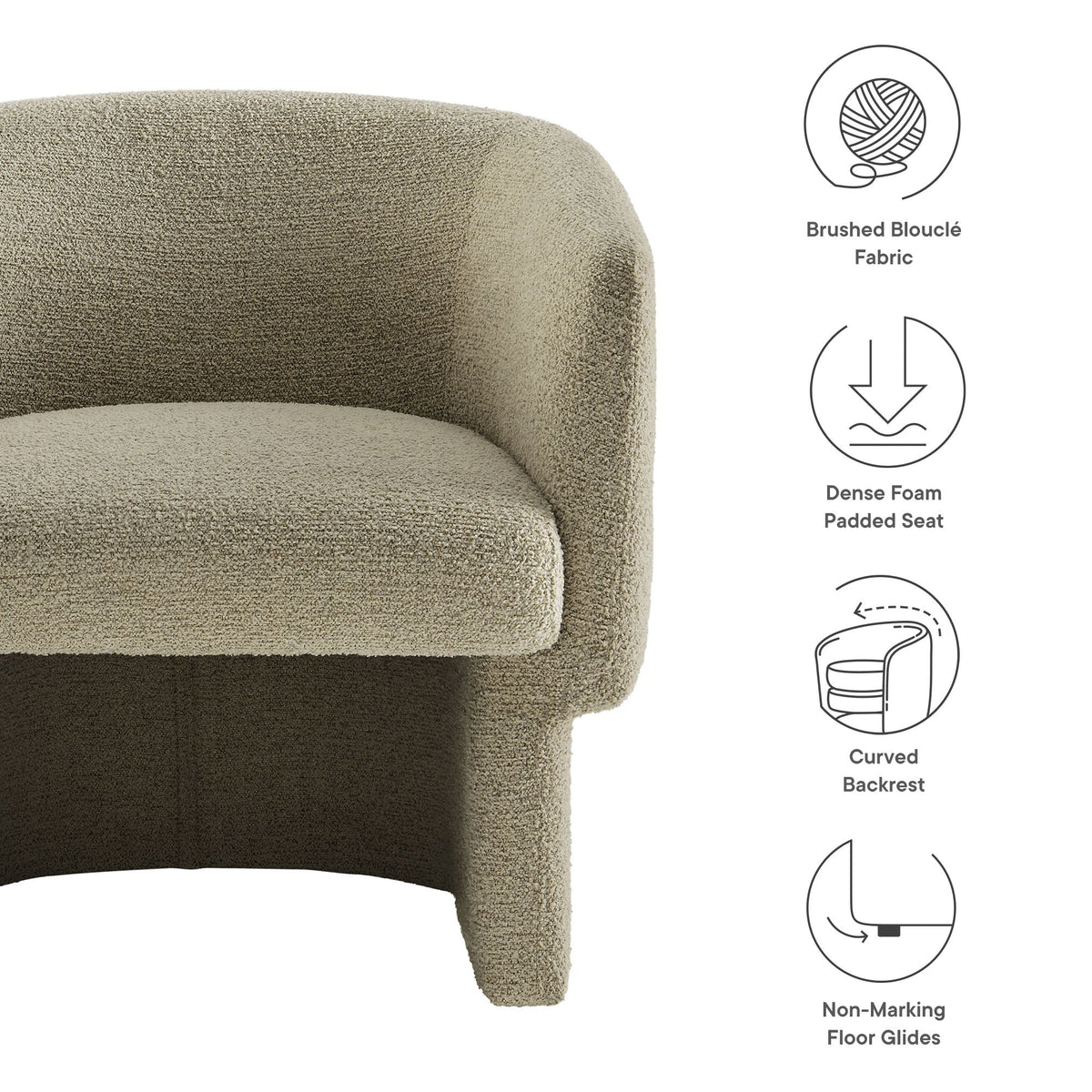 Muse Boucle Fabric Barrel Accent Chair by Modway, photo 21 of 36
